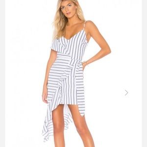 STYLESTALKER Linden white and navy linden midi dress